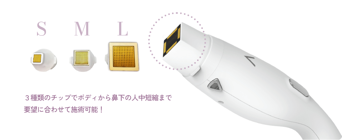 S・M・Lの3種類の照射チップ